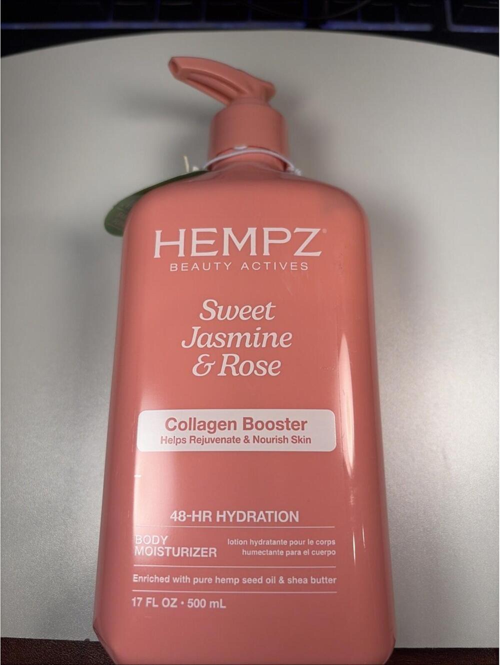 New! HEMPZ Sweet Jasmine & Rose COLLAGEN BOOSTER Lotion MOISTURIZER 17oz SPRING